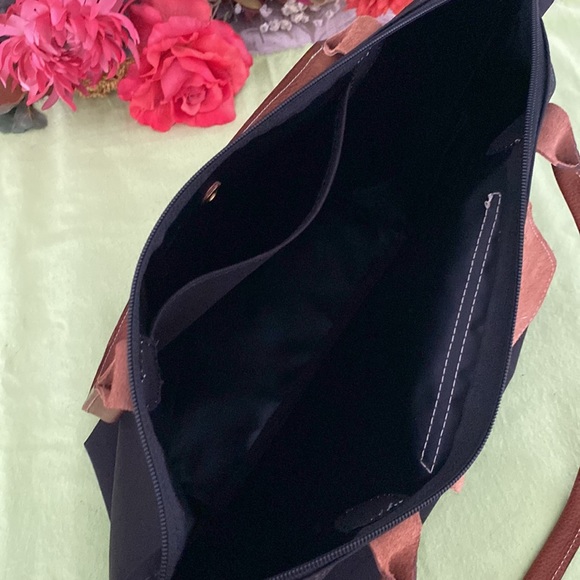 Designer inspired, nylon and genuine leather tote - Picture 6 of 15